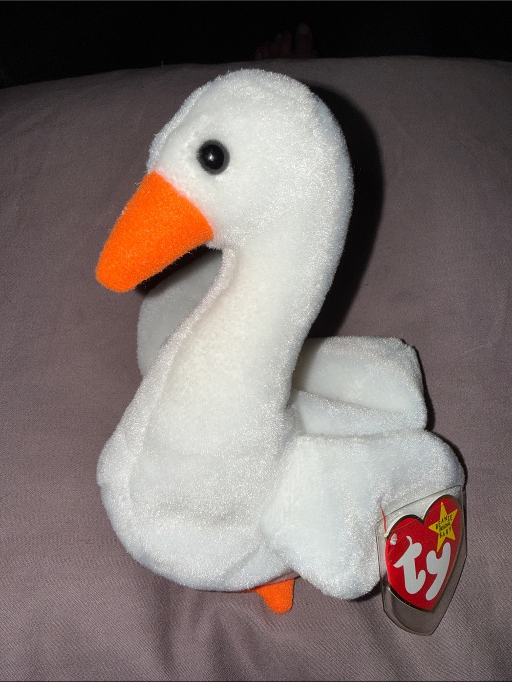 Vintage 1996 Ty Beanie Babies GRACIE The White Swan with Tag Protector - Mint